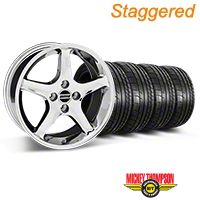 Staggered Chrome 1995 Style Cobra R Wheel & Mickey Thompson Tire Kit- 17x8/10 (87-93; Excludes 93 Cobra) - AmericanMuscle Wheels KIT||28312||28309||79531||79532