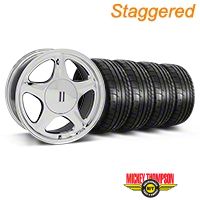 Staggered Chrome Pony Style Wheel & Mickey Thompson Tire Kit - 17x8/10 (87-93; Excludes 93 Cobra) - AmericanMuscle Wheels KIT||79531||79532||99379||99385