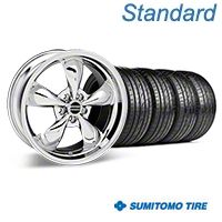 Chrome Deep Dish Bullitt Mustang Wheel & Sumitomo Tire Kit - 19x8.5 (05-14 GT, V6) - AmericanMuscle Wheels KIT||28249||63036
