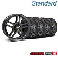 Matte Black 2010 Style GT500 Wheel & General Tire Kit - 19x8.5 (05-14 All) - AmericanMuscle Wheels KIT||99270||63106