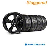 Staggered Black 2010 OE Style Wheel & Sumitomo Tire Kit - 18x8/10 (05-14) - AmericanMuscle Wheels KIT||28253||28256||63008||63009