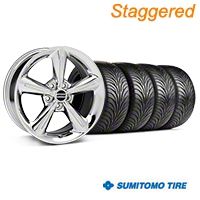 Staggered Chrome 2010 OE Style Wheel & Sumitomo Tire Kit - 18x8/10 (05-14) - AmericanMuscle Wheels KIT||28254||28257||63008||63009