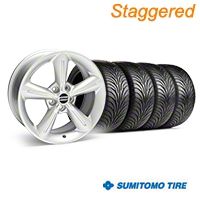 Staggered Silver 2010 OE Style Wheel & Sumitomo Tire Kit - 18x8/10 (05-14) - AmericanMuscle Wheels KIT||28255||28258||63008||63009
