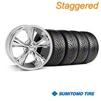 Staggered Chrome Foose Legend Wheel & Sumitomo Tire Kit - 18x8.5/9.5 (05-09 GT, V6) - Foose KIT||32824||32825||63008||63009