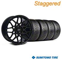 Staggered Gloss Black 2013 GT500 Style Wheel & Sumitomo Tire Kit - 18x9/10 (05-14 All)