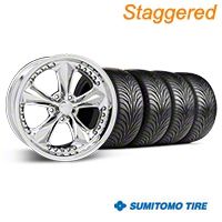 Staggered Chrome Foose Nitrous Wheel & Sumitomo Tire Kit - 18x9/10 (05-14 GT, V6) - Foose KIT||32815||32829||63008||63009