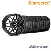Staggered Charcoal 2013 GT500 Style Wheel & NITTO INVO Tire Kit - 18x9/10 (05-14)