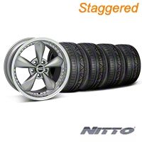 Staggered Anthracite Bullitt Motorsport Wheel & NITTO INVO Tire Kit - 18x9/10 (05-14 GT, V6) - AmericanMuscle Wheels KIT||10118||10120||79522||79523