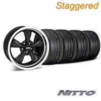 Staggered Matte Black Bullitt Deep Dish Mustang Wheel & NITTO INVO Tire Kit - 18x9/10 (05-14 GT, V6) - AmericanMuscle Wheels KIT||28303||28305||79522||79523