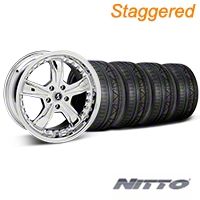 Staggered Chrome Shelby Razor Mustang Wheel & NITTO INVO Tire Kit - 18x9/10 (05-14 GT, V6) - Shelby KIT||27226||27228||79522||79523