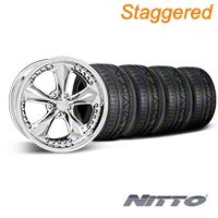 Staggered Chrome Foose Nitrous Wheel & NITTO INVO Tire Kit - 18x9/10 (05-14 GT, V6) - Foose KIT||32815||32829||79522||79523