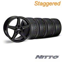 Staggered Black Saleen Style Wheel & NITTO INVO Tire Kit - 18x9/10 (05-14 All, Excluding GT500) - AmericanMuscle Wheels KIT||28252||28193||79522||79523