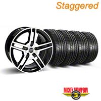 Staggered Black Machined 2010 GT500 Mustang Wheel & Mickey Thompson Tire Kit - 18x9/10 (05-14 All) - AmericanMuscle Wheels KIT||28221||28227||79537||79538