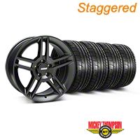 Staggered Matte Black 2010 Style GT500 Wheel & Mickey Thompson Tire Kit - 18x9/10 (05-14 All) - AmericanMuscle Wheels KIT||99268||99269||79537||79538