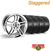 Staggered Chrome 2010 GT500 Mustang Wheel & Mickey Thompson Tire Kit - 18x9/10 (05-14 All) - AmericanMuscle Wheels KIT||28220||28226||79537||79538