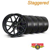 Staggered Black AMR Style Wheel & Mickey Thompson Tire Kit - 18x9/10 (05-14 All) - AmericanMuscle Wheels KITT|33780||33782||79537||79538