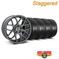 Staggered Charcoal AMR Wheel & Mickey Thompson Tire Kit - 18x9/10 (05-14 All) - AmericanMuscle Wheels KIT||28330||28333||79537||79538