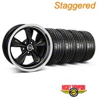 Staggered Black Deep Dish Bullitt Mustang Wheel & Mickey Thompson Tire Kit - 18x9/10 (05-14 All, Excluding GT500) - AmericanMuscle Wheels KIT||28264||28267||79537||79538