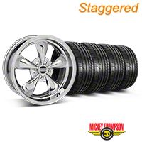 Staggered Chrome Deep Dish Bullitt Mustang Wheel & Mickey Thompson Tire Kit - 18x9/10 (05-14 All, Excluding GT500) - AmericanMuscle Wheels KIT||28265||28268||79537||79538