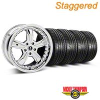 Staggered Chrome Shelby Razor Mustang Wheel & Mickey Thompson Tire Kit - 18x9/10 (05-14 GT, V6) - Shelby KIT||27226||27228||79537||79538