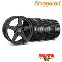 Staggered Matte Black Forgestar CF5 Monoblock Wheel & Mickey Thompson Tire Kit - 18x9/10 (05-14 All) - Forgestar KIT||29602||29603||79537||79538