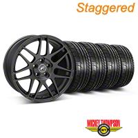 Staggered Matte Black Forgestar F14 Monoblock Wheel & Mickey Thompson Tire Kit - 18x9/10 (05-14 All)