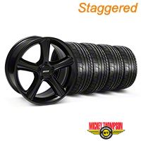 Staggered Black 2010 GT Premium Style Mustang Wheel & Mickey Thompson Tire Kit - 18x9/10 (05-14) - AmericanMuscle Wheels KIT||28210||28216||79537||79538