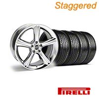 Staggered Chrome 2010 GT Premium Mustang Wheel & Pirelli Tire Kit - 19x8.5/10 (05-14) - AmericanMuscle Wheels KIT||28231||28234||63101||63102