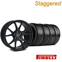 Staggered Matte Black Forgestar CF5V Monoblock Wheel & Pirelli Tire Kit - 19x9/10 (05-14 All)