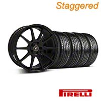 Staggered Piano Black Forgestar CF10 Monoblock Wheel & Pirelli Tire Kit - 19x9/10 (05-14 All) - Forgestar KIT||29844||29845||63101||63102