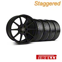 Staggered Textured Black Forgestar CF10 Monoblock Wheel & Pirelli Tire Kit - 19x9/10 (05-14 All) - Forgestar KIT||26846||29847||63101||63102