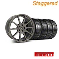 Staggered Gunmetal Forgestar CF10 Monoblock Wheel & Pirelli Tire Kit - 19x9/10 (05-14 All) - Forgestar KIT||29848||29849||63101||63102