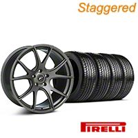 Staggered Gunmetal Forgestar CF5V Monoblock Wheel & Pirelli Tire Kit - 19x9/10 (05-14 All)
