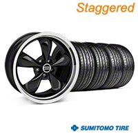 Staggered Black Bullitt Mustang Wheel & Sumitomo Tire Kit - 19x8.5/10 (05-14 GT, V6) - AmericanMuscle Wheels KIT||28247||28248||63036||63037