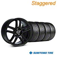 Staggered Black Boss Laguna Style Wheel & Sumitomo Tire Kit - 19x9/10 (05-14 All) - AmericanMuscle Wheels KIT||63036||63037||99222||99223