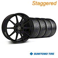 Staggered Piano Black Forgestar CF10 Monoblock Wheel & Sumitomo Tire Kit - 19x9/10 (05-14 All) - Forgestar KIT||29844||29845||63036||63038
