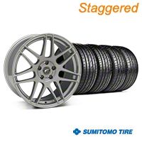 Staggered Silver Forgestar F14 Monoblock Wheel & Sumitomo Tire Kit - 19x9/10 (05-14 All) - Forgestar KIT||29850||29851||63036|63037