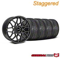 Staggered Charcoal 2013 GT500 Style Wheel & General Tire Kit - 19x8.5/10 (05-14 GT, V6)