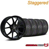 Staggered Piano Black Forgestar CF5V Monoblock Wheel & General Tire Kit - 19x9/10 (05-14 All)