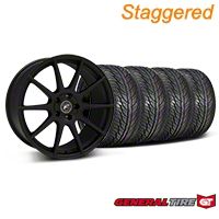 Staggered Textured Black Forgestar CF10 Monoblock Wheel & General Tire Kit - 19x9/10 (05-14 All) - Forgestar KIT||26846||29847||63106||63107