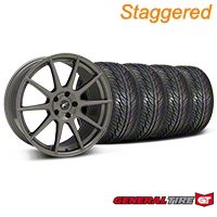 Staggered Gunmetal Forgestar CF10 Monoblock Wheel & General Tire Kit - 19x9/10 (05-14 All) - Forgestar KIT||29848||29849||63106||63107