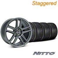Staggered Charcoal Boss Laguna Style Wheel & NITTO INVO Tire Kit - 19x9/10 (05-14 All) - AmericanMuscle Wheels KIT||79520||79521||99220||99221