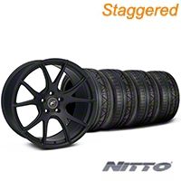 Staggered Matte Black Forgestar CF5V Monoblock Wheel & NITTO INVO Tire Kit - 19x9/10 (05-14 All)