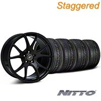 Staggered Piano Black Forgestar CF5V Monoblock Wheel & NITTO INVO Tire Kit - 19x9/10 (05-14 All)