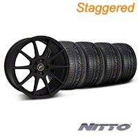 Staggered Textured Black Forgestar CF10 Monoblock Wheel & NITTO INVO Tire Kit - 19x9/10 (05-14 All) - Forgestar KIT||26846||29847||79521||79520