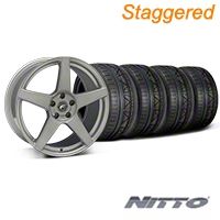 Staggered Silver Forgestar CF5 Monoblock Wheel & NITTO INVO Tire Kit - 19x9/10 (05-14 All) - Forgestar KIT||29852||29853||79520||79521