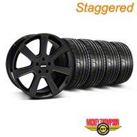 Staggered Black S197 Saleen Style Wheel & Mickey Thompson Tire Kit - 20x9/10 (05-14 All) - AmericanMuscle Wheels KIT||28363||28366||79541||79542