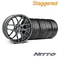 Staggered Charcoal AMR Wheel & NITTO Tire Kit - 20x8.5/10 (05-14) - Foose KIT||99365||99366||76005||76006