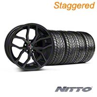 Staggered Matte Black Foose Outcast Wheel & NITTO Tire Kit - 20x8.5/10 (05-14) - Foose KIT||32839||32840||76005|76006