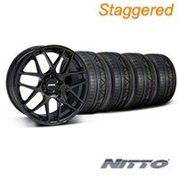 Staggered Black AMR Wheel & NITTO INVO Tire Kit - 20x8.5/10 (05-14 All) - AmericanMuscle Wheels KIT||99363||99364||79524||79525